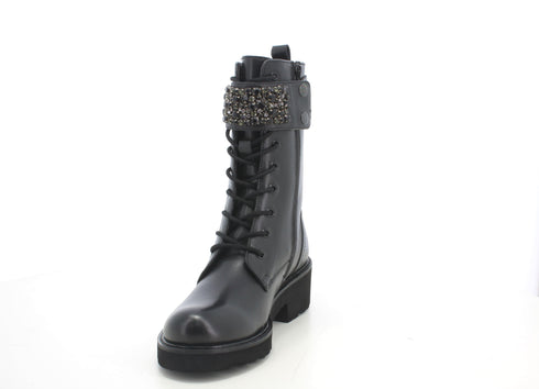 Melluso donna stivali pelle con lacci e zip